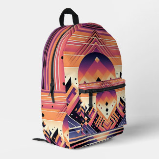 Geometric Sunset Backpack – Bold Symmetry Meets Ar