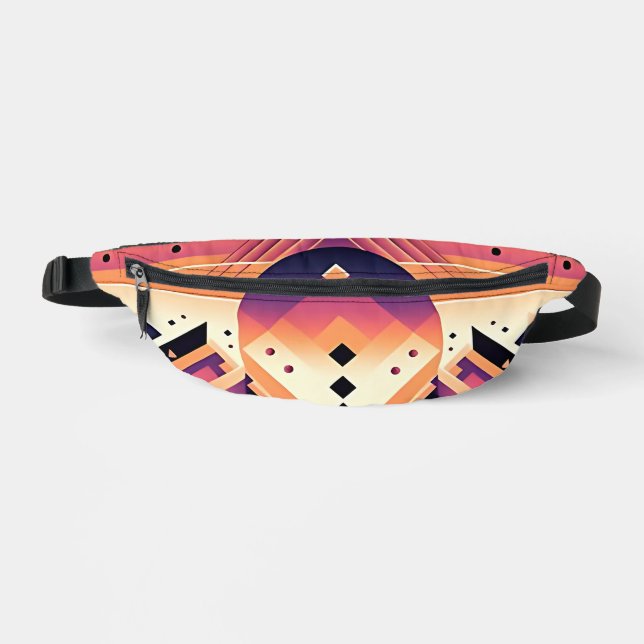 Geometric Sunset – Bold Symmetry  Bum Bags (Front)