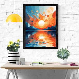 Geometric Sunset Serenity Poster