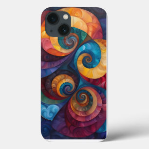 Geometric Swirls Digital Art Design iPhone 13 Case