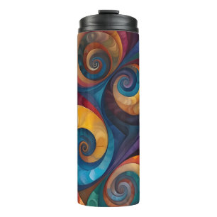 Geometric Swirls Digital Art Design Thermal Tumbler