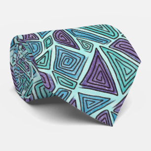 Geometric Swirls, Purple, Blue, Aqua, Turquoise Tie