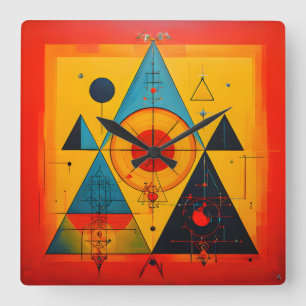 Geometric Symbols Abstract #01 Square Wall Clock