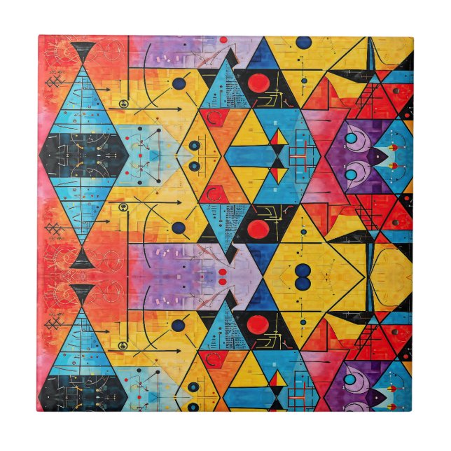 Geometric Symbols Abstract #02 Ceramic Tile (Front)