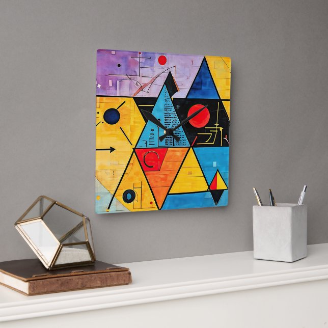 Geometric Symbols Abstract #02 Square Wall Clock (Office)