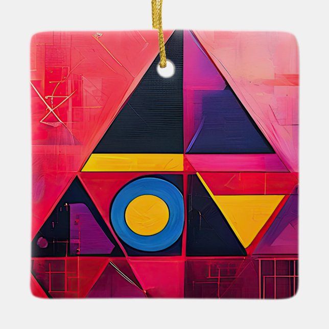 Geometric Symbols Abstract #04.  Ceramic Ornament (Front)