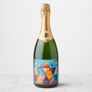 Geometric Symbols Abstract #09 Sparkling Wine Label