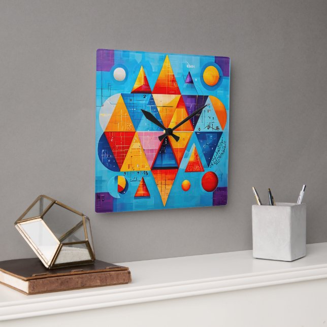 Geometric Symbols Abstract #09 Square Wall Clock (Office)