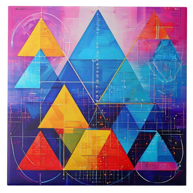 Geometric Symbols Abstract #10 Ceramic Tile (Front)