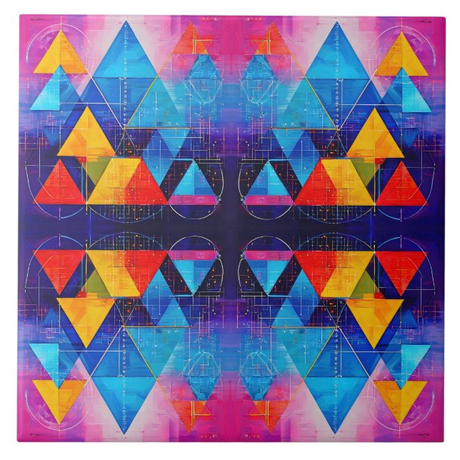 Geometric Symbols Abstract #10 Design 2 Ceramic Tile (Front)