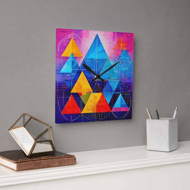 Geometric Symbols Abstract #10 Square Wall Clock (Office)