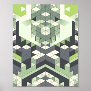 Geometric Symmetry with Shades of Green Poster