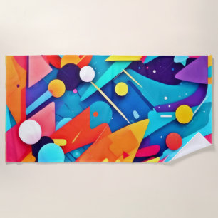 Geometric Symphony of Colour Beach Towel