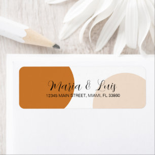 GEOMETRIC Tan Terracotta Circular Wedding Label Return Address Label