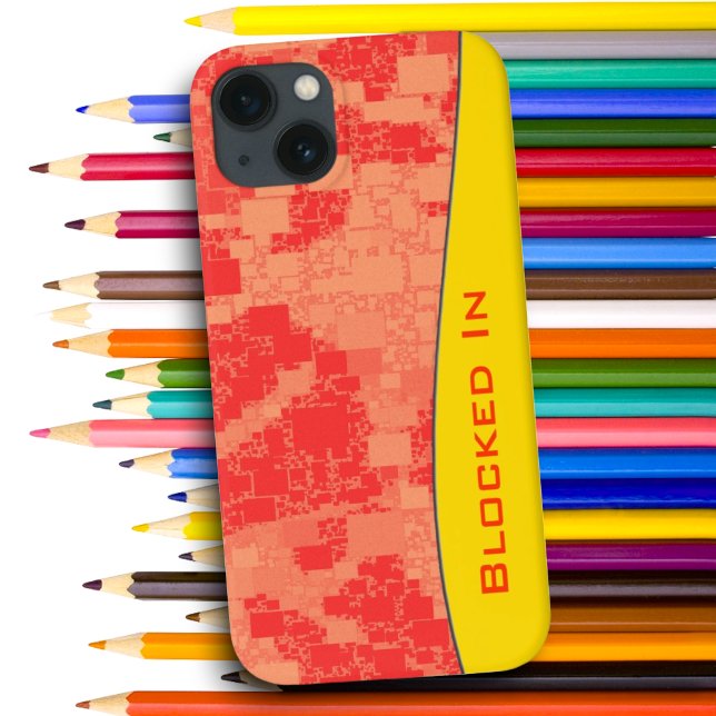 Geometric Tangerine  Block Pattern Personalised Case-Mate iPhone Case (back iPhone cover ready to personalize or remove text)