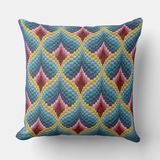 Geometric Tapestry Dream: Bargello Needlepoint Thr Cushion (Front)
