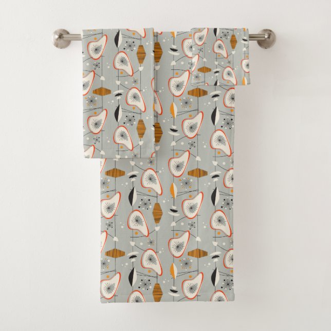 Geometric Teal & Blue Pattern Bath Towel Set (Insitu)