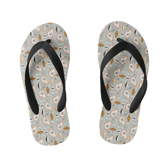Geometric Teal & Blue Pattern Kid's Thongs (Footbed)