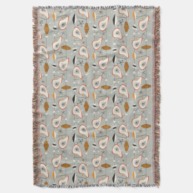 Geometric Teal & Blue Pattern Throw Blanket (Front Vertical)