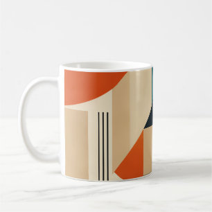 Geometric Teal Orange Brown Modernist Abstract Coffee Mug