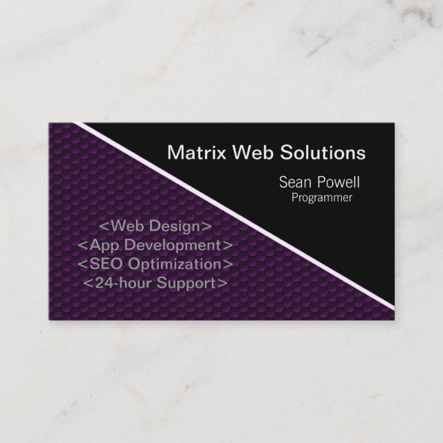 Geometric Tech Business Card, Deep Plum Card (Front)