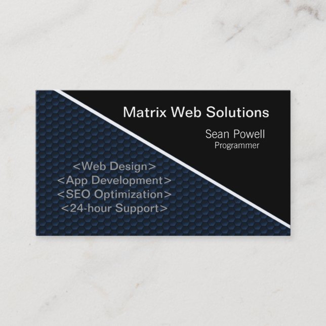 Geometric Tech Business Card, Royal Blue Card (Front)