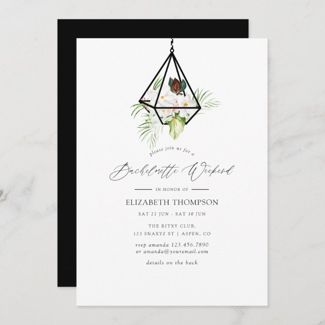 Geometric Terrarium Floral Bachelorette Weekend Invitation (Front/Back)