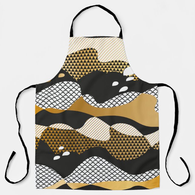 Geometric textured abstract waves in metal gold an apron (Front)
