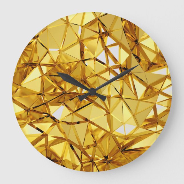 Geometric Three-Dimensional Gold Metal Large Clock (Front)