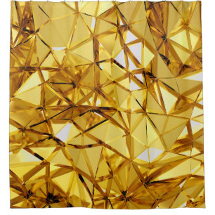 Geometric Three-Dimensional Gold Metal Shower Curtain
