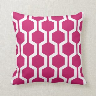 Geometric Throw Pillow in Fuchsia Red