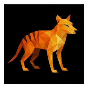 Geometric Thylacine – Polygonal Art of the Tasmani Poster