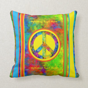 [Geometric Tie-Dye] Modern Stripes with Peace Sign Cushion