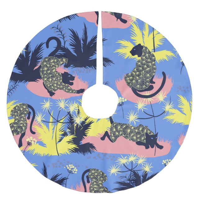 Geometric tiger, leopard: children's pattern. brushed polyester tree skirt (Front)