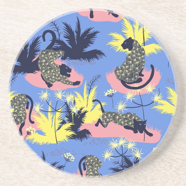 Geometric tiger, leopard: children's pattern. coaster (Front)