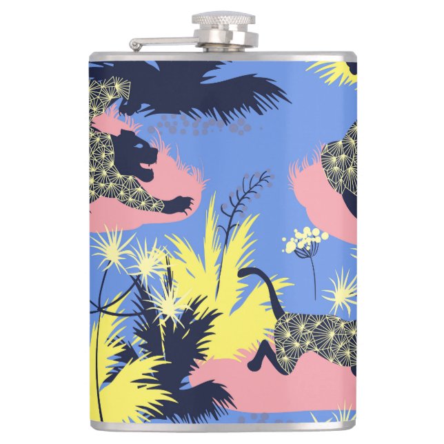 Geometric tiger, leopard: children's pattern. hip flask (Front)