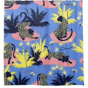 Geometric tiger, leopard: children's pattern. shower curtain