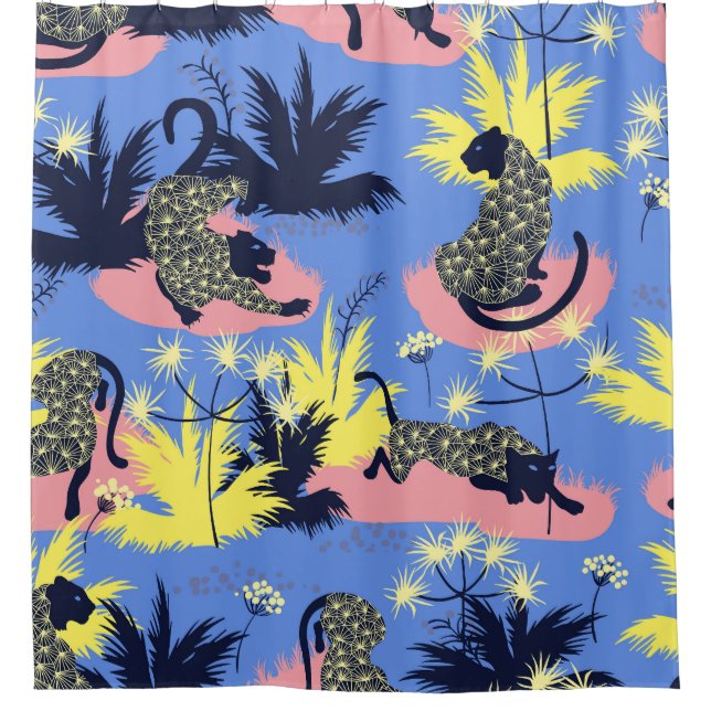 Geometric tiger, leopard: children's pattern. shower curtain (Front)