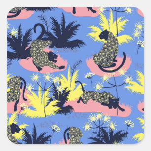 Geometric tiger, leopard: children's pattern. square sticker