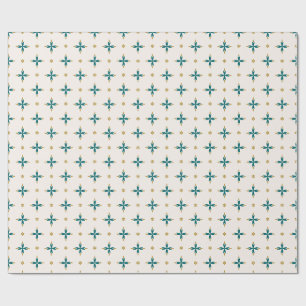 Geometric Tile Gold and green Wrapping Paper