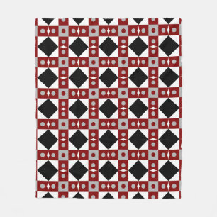 Geometric tile in Red,  Black and white colorsabst Fleece Blanket
