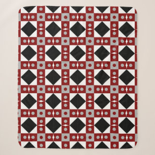 Geometric tile in Red, Black and white colorsabst Sherpa Blanket