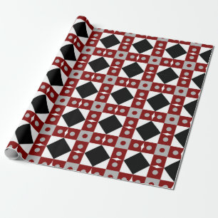 Geometric tile in Red, Black and white colorsabst Wrapping Paper