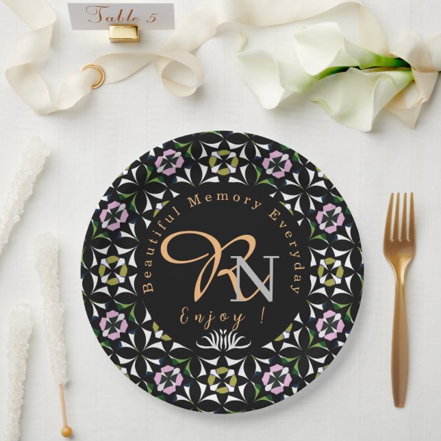 Geometric tile paper plate (Wedding)