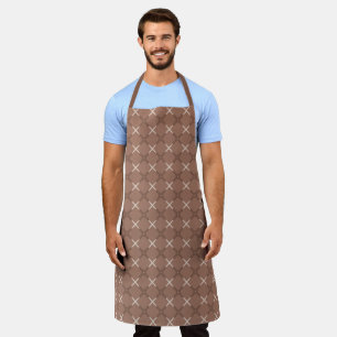 Geometric Tile Pattern with Mocha Brown and Cream  Apron