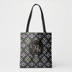 Geometric tile tote bag