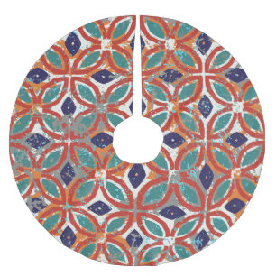 Geometric tiles: ethnic vintage background. brushed polyester tree skirt