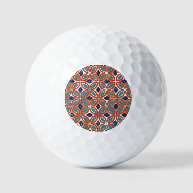 Geometric tiles: ethnic vintage background. golf balls (Front)
