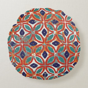 Geometric tiles: ethnic vintage background. round cushion