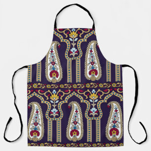 Geometric traditional paisley pattern with border apron